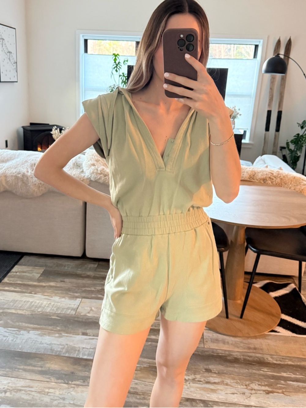 INTERMIX Light Green Short-Sleeve Romper